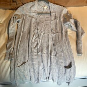 Style & Co. Light Gray Open-Front Ribbed Cardigan